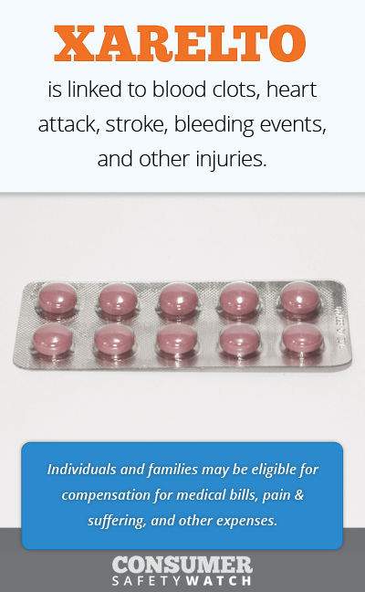 Xarelto is linked to blood clots, heart attack, stroke, bleeding events, and other injuries. // Consumer Safety Watch